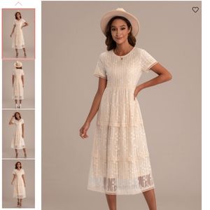 Lace short sleeve midi dress